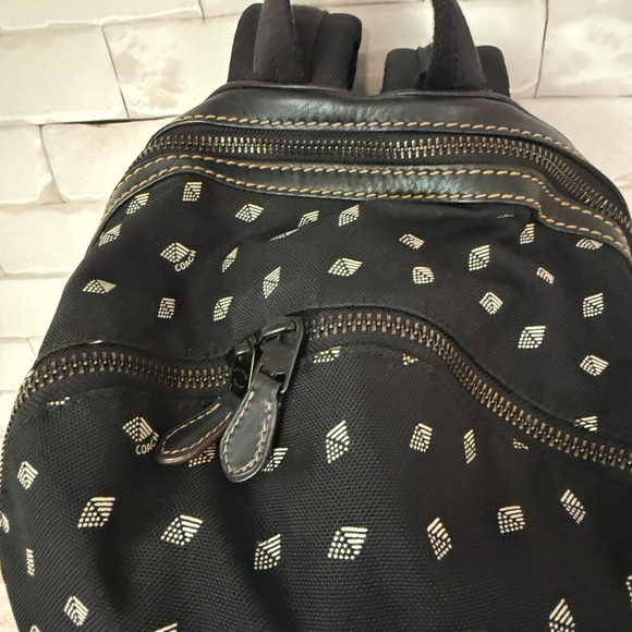 COACH Academy Backpack Travel Laptop Bag Dot Diamond Print Black Cordura - Picture 13 of 15
